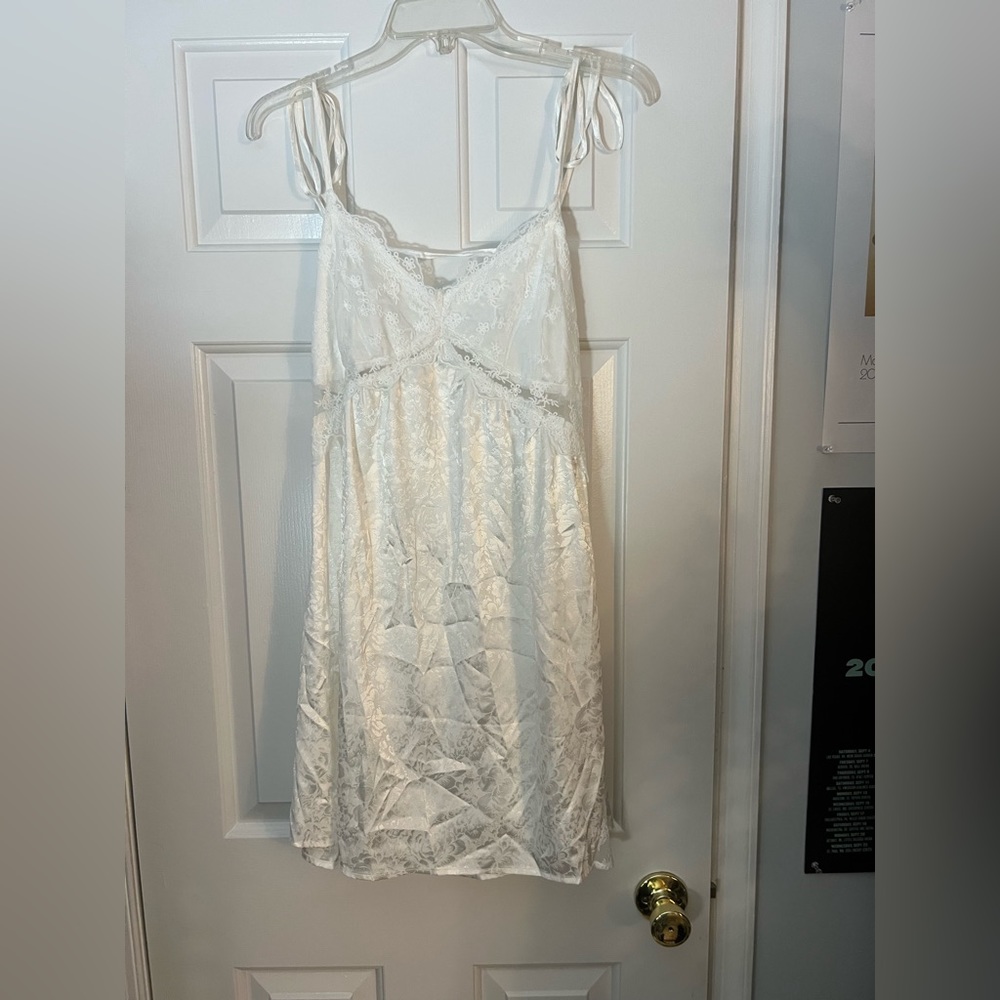 Cider Angel Energy White Satin Slip Mini Dress